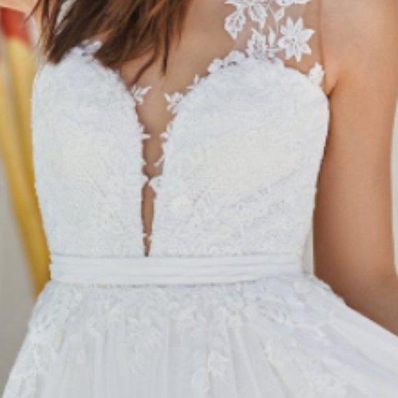 Lillian West Wedding Romper with Sheer Overlay Style 66033 - Picture 6 of 14